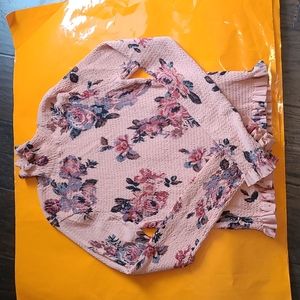 Zara floral print mockneck long sleeve top